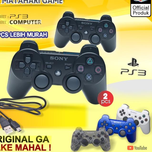 { 2 Pcs Promo } - Stik Stick PS3 Pattern Wireles Ori Pabrik Getar - 2PCS/Hitam, TANPA KABEL