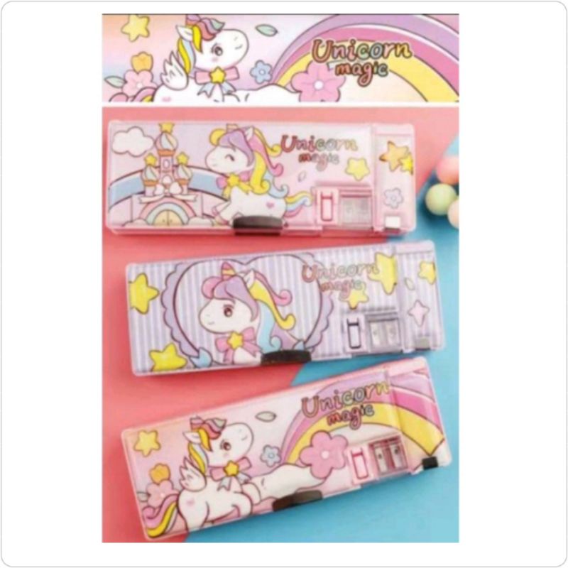 

Tempat pensil magnet unicorn, astronot space/ Tempat pensil unicorn, space ada rautan + tempat penghapus/ Kotak pensil magnet