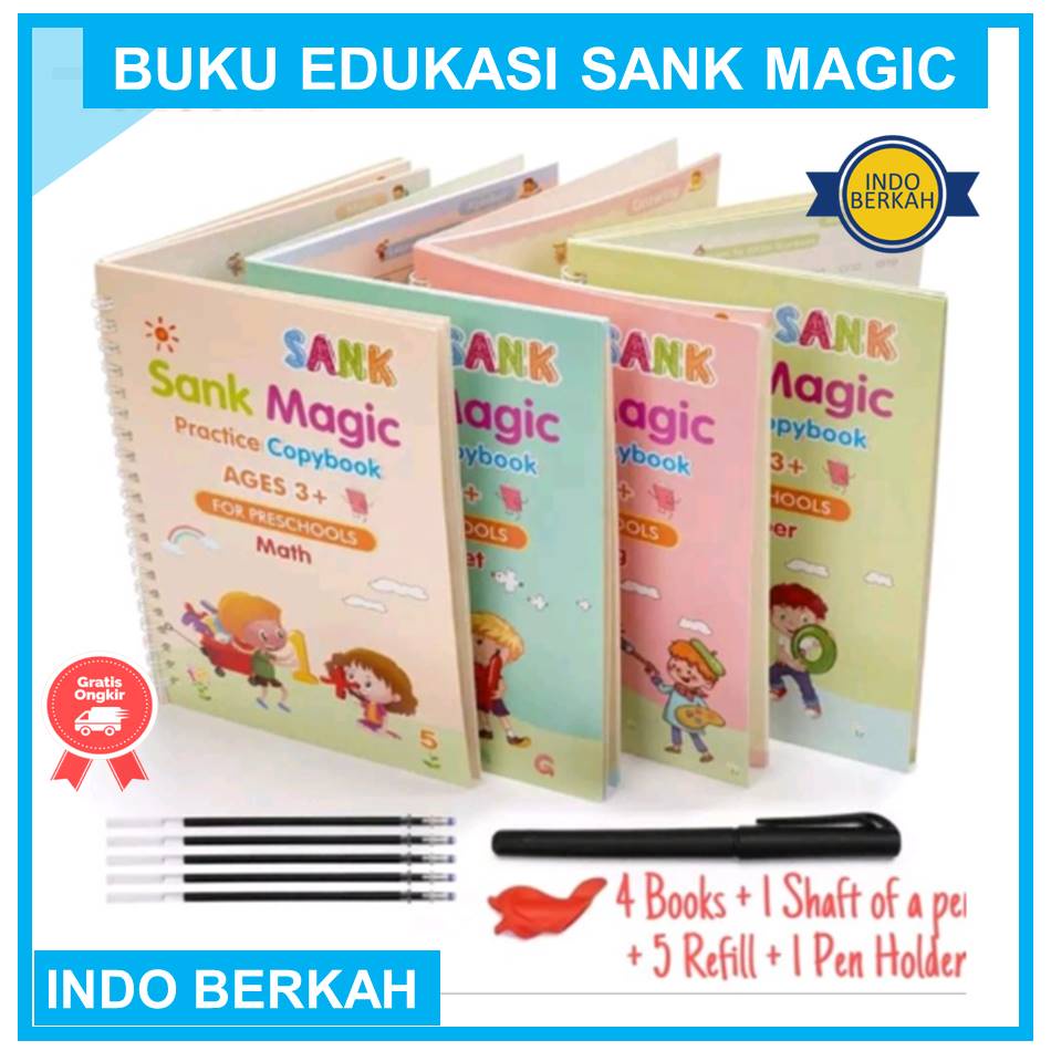 

Buku Magic Buku Edukasi Belajar Menulis Sank Magic Magic Practice Book 1 Set 4 Buku+ Pulpen + Refill Murah