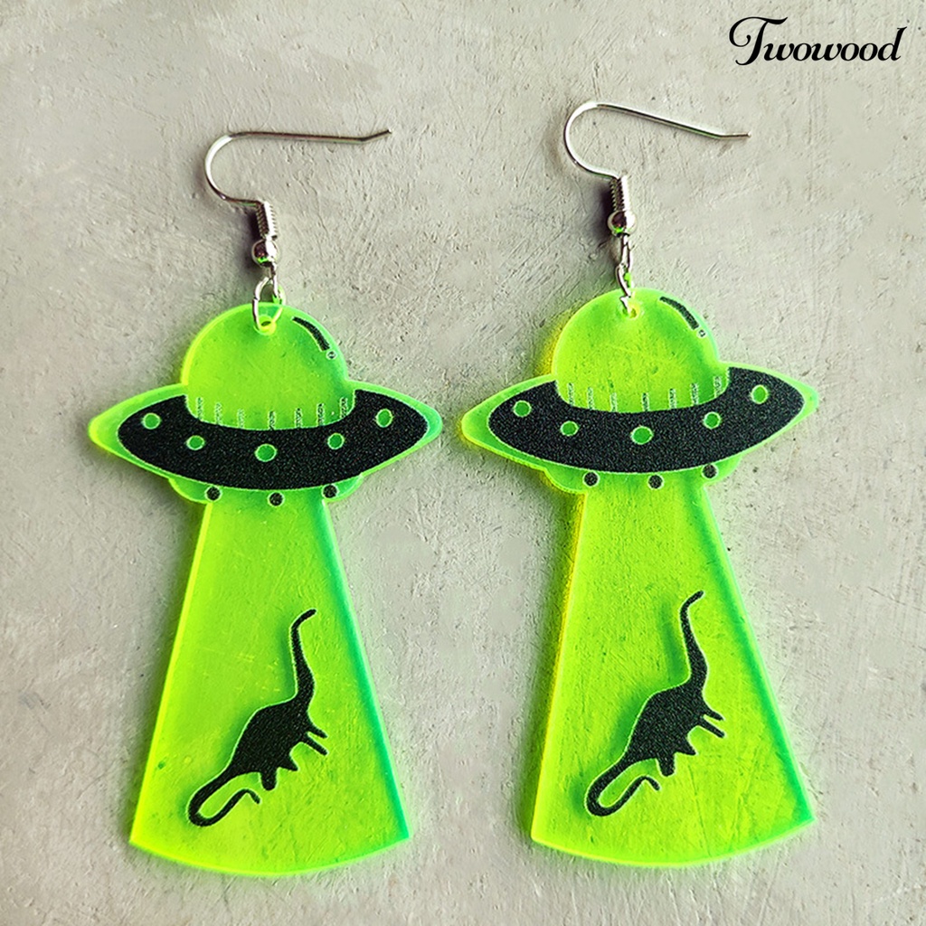 1 Pasang Anting Geometris Desain Tengkorak UFO Penyihir Untuk Pesta Halloween