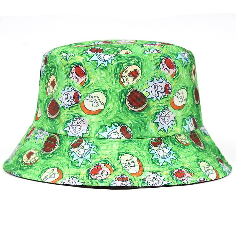 Topi Bucket Motif Print Anime Bahan Katun Untuk Pria Dan Wanita