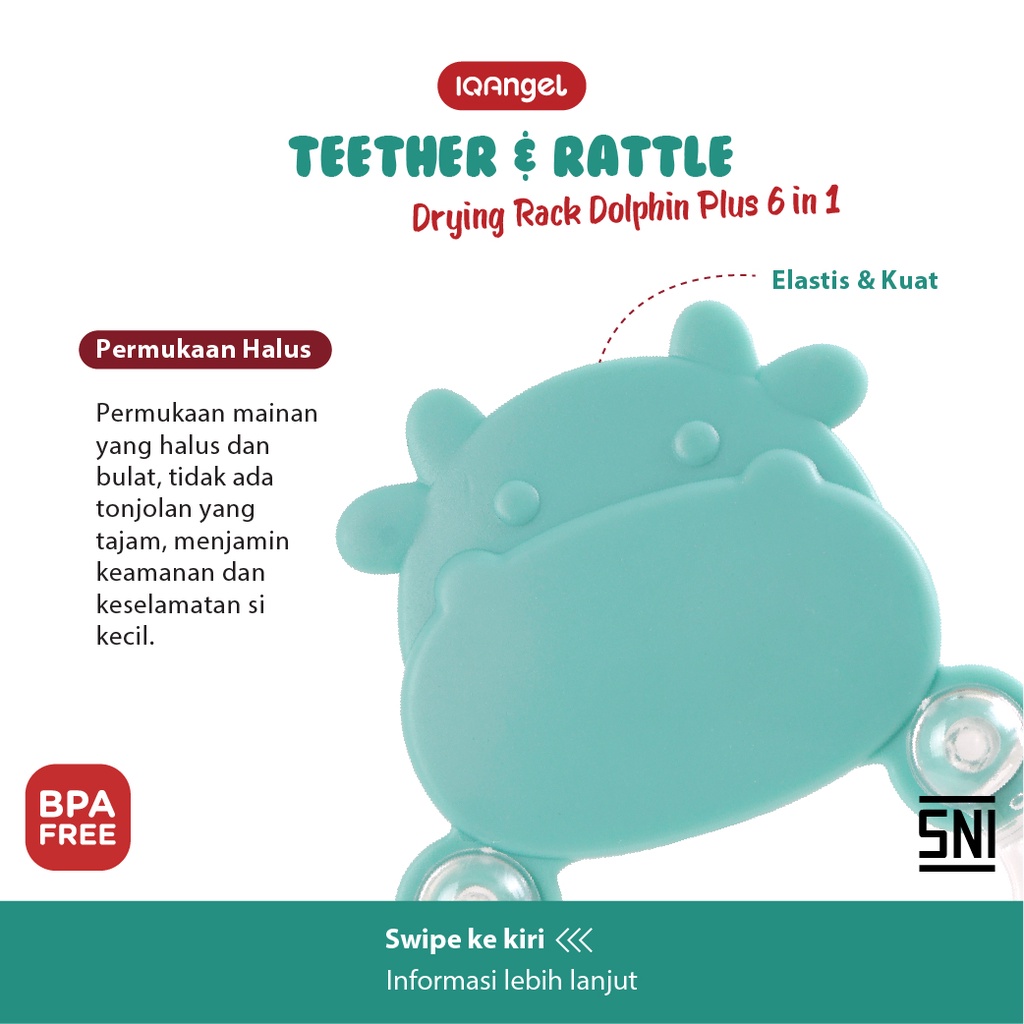 IQANGEL DRYING RACK DOLPHIN PLUS 6IN1 TEETHER TOY / IQS2029C-1
