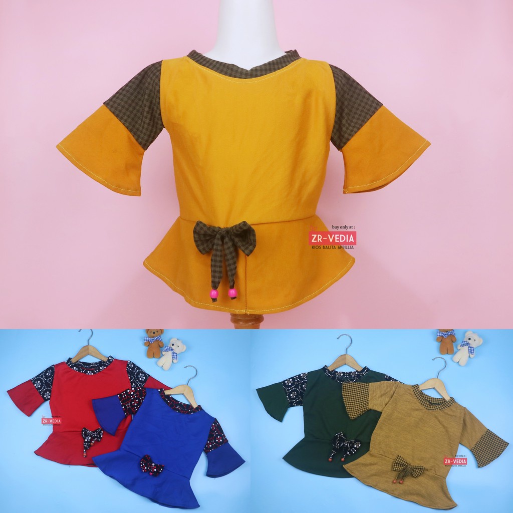 Blouse Felisha Uk 2-4 Tahun / Dress Terompet Lengan Panjang Baju Harian Anak Balita Perempuan Kiosbalitaaprillia