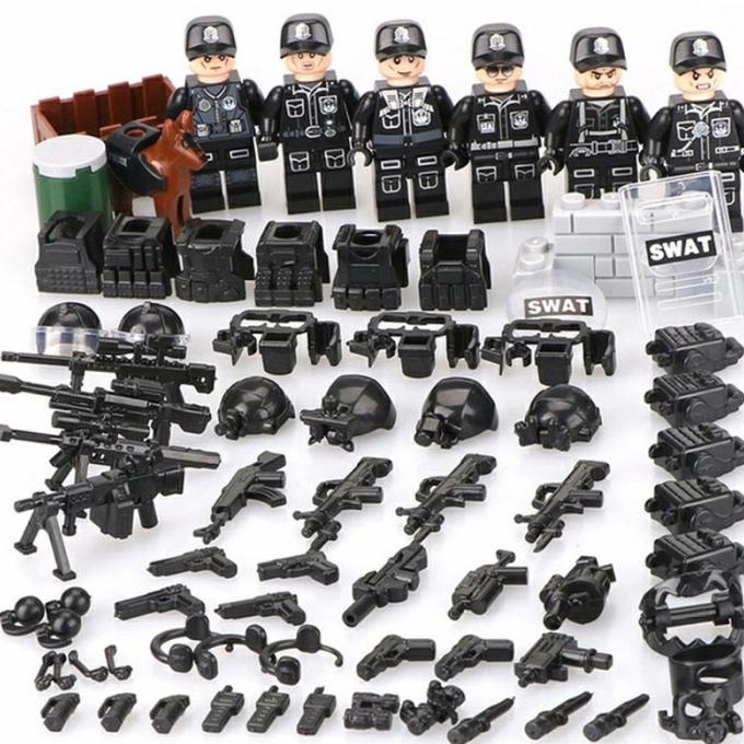 Lego Swat Set 6 Minifigure Soldier Pasukan Military Police Army