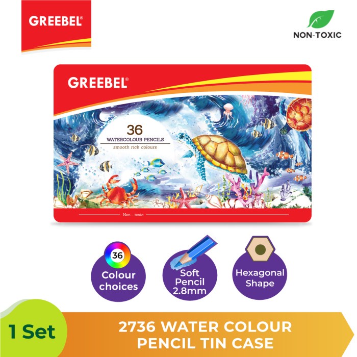 

[COD AKTIF] GREEBEL 2736 Water Colour Pencil TIN Case 36 Warna