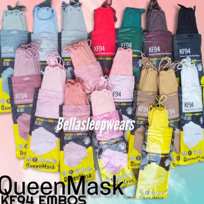 QUEENMASK KF94 EMBOS /10 - MASKER PREMIUM KF94 QUEEN MASK 4PLY MEDICAL t-bellasleepwears Ayo Order