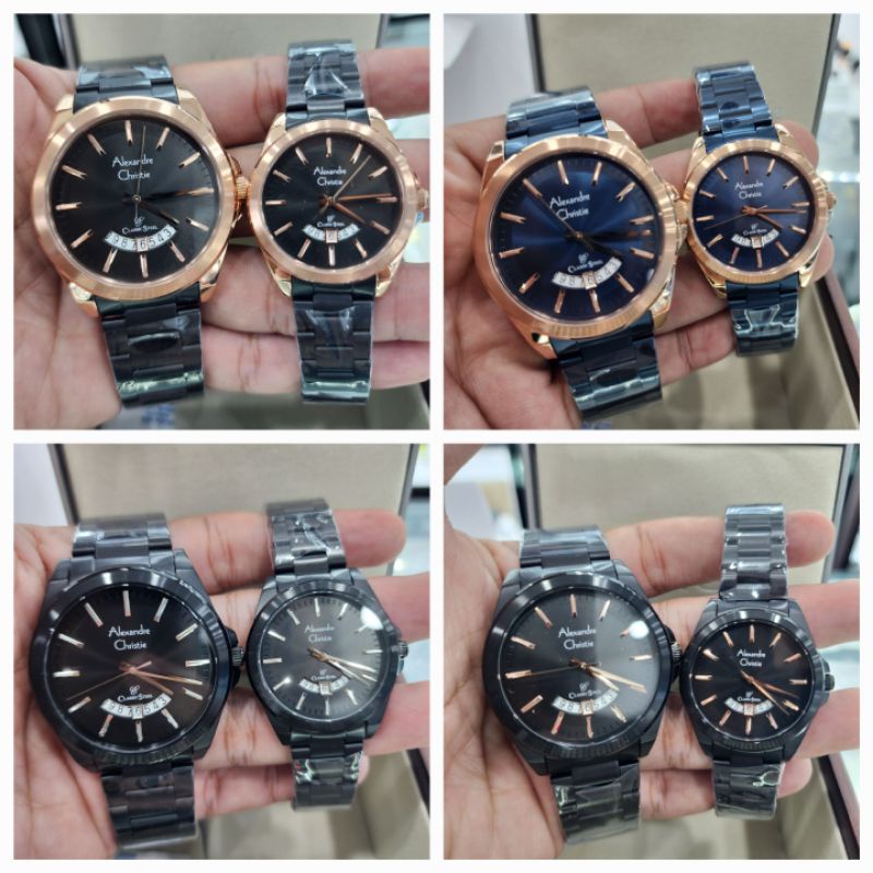 jam tangan couple alexandre christie ac8676 pasangan bisa beli satuan 8678 original