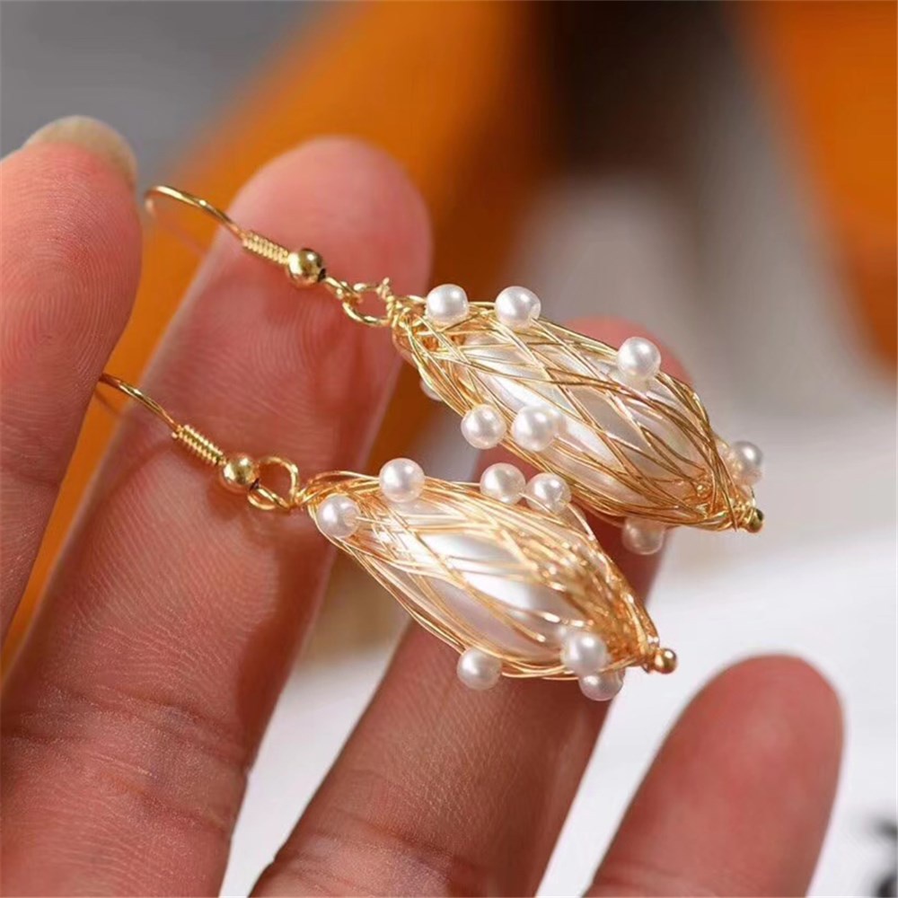 Anting Kait Gantung Desain Mutiara Gaya Koreabarokmewah Untuk Wanita