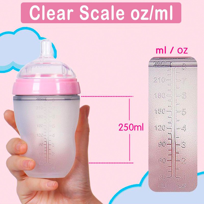 Botol Dot Silikon 150ml / 250ml Botol Susu Bayi Wide Neck Silicone Food Grade Tahan Panas