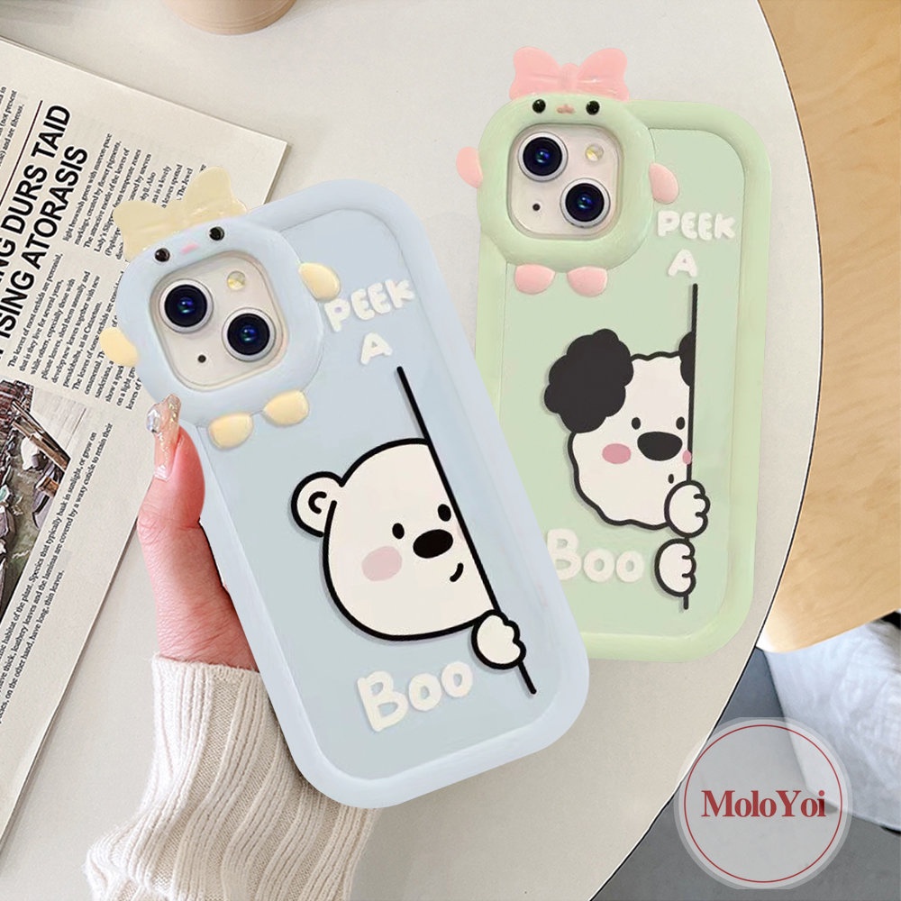 Soft Case Tpu Motif Kartun Beruang 3D Untuk iPhone 13 11 12 14 Pro Max 7Plus X XR XS Max 8 7 6s 6 14 Plus SE 2020