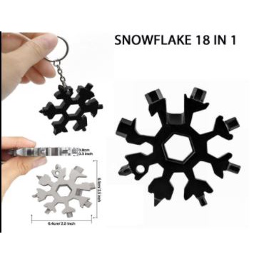 Portable Multi Snowflake Shape Wrench Gantungan Kunci 18 in 1 Snowflake Multifungsi Serbaguna Survival 18in1