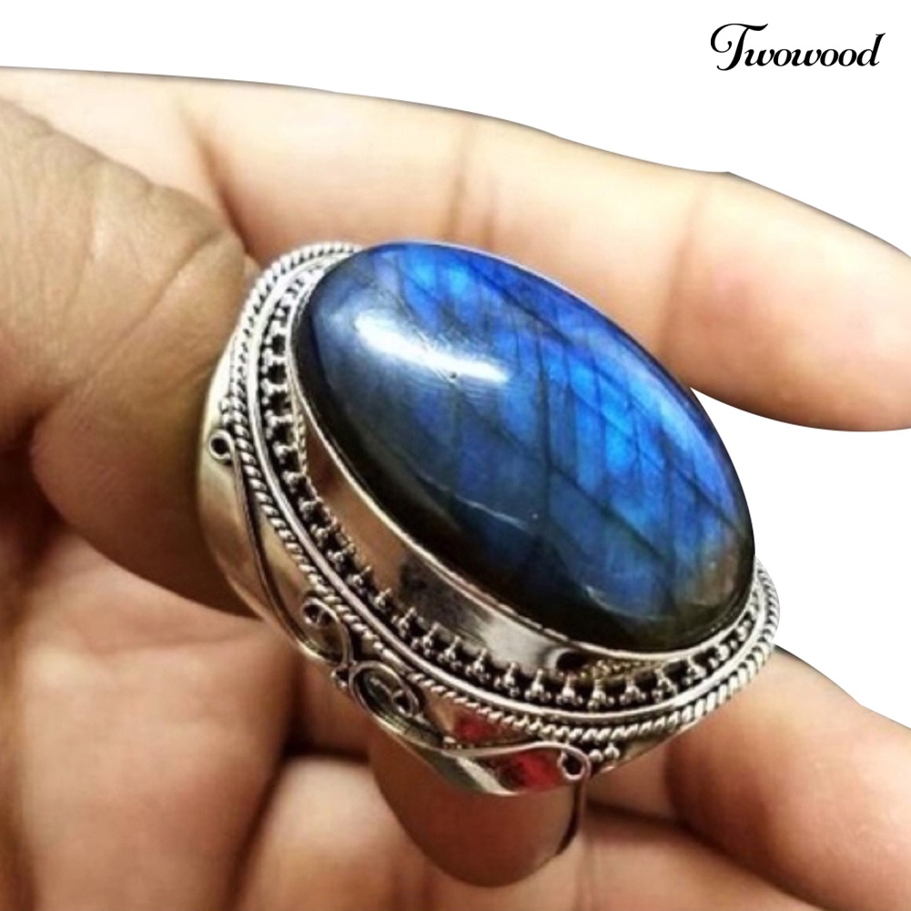 Cincin Pria Gaya Retro Dengan Faux Turquoise Untuk Hadiah Natal