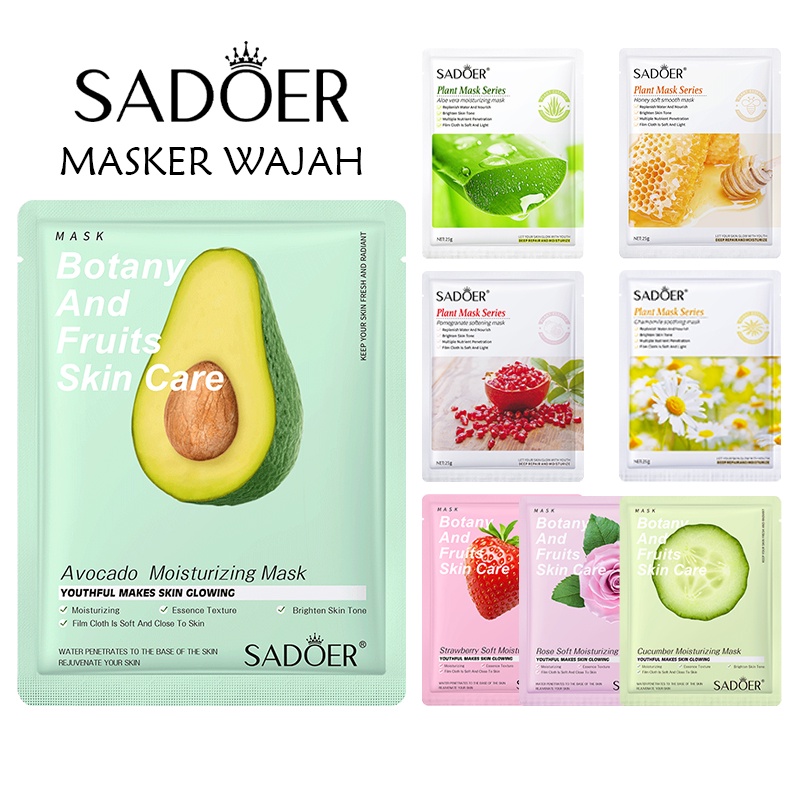 SADOER Sheet Mask Face Masker Wajah Facial Plant Masker Series