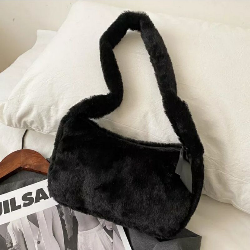 dem_sare - JDS024 SOVIA Shoulder Bag Tas Wanita Tas selempang bahu wanita Tas Selempang Bulu boneka Lucu