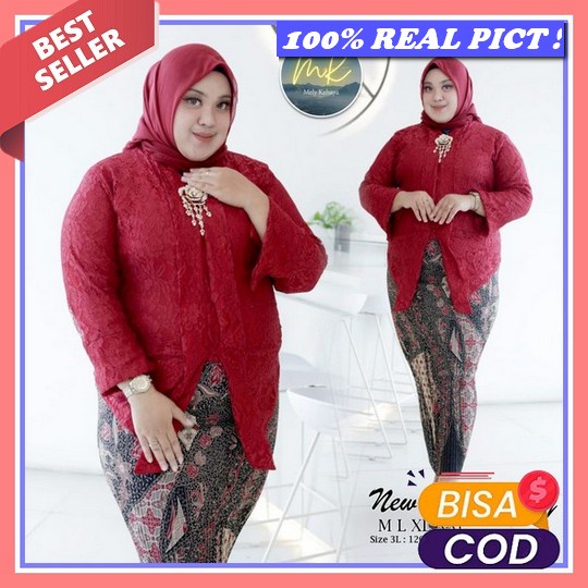Setelan Kebaya Tunik Busui Kancing / Kebaya Wisuda / Kebaya Pesta / Kebaya Modern / Kebaya Jumbo Ld 