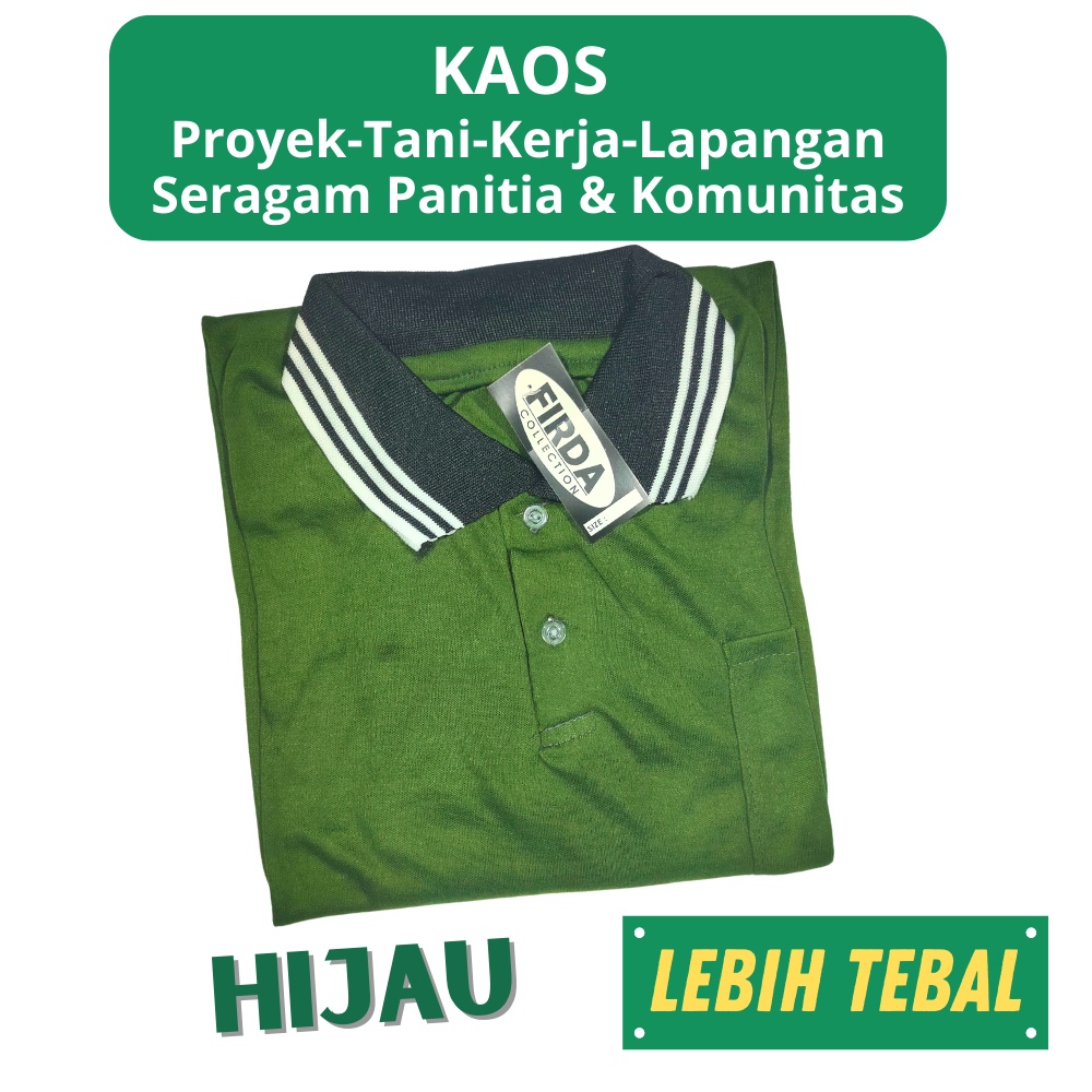 Kaos Pria Kerah Lengan Panjang Polo Polos Kerja Kuli Bangunan Lapangan Tani Proyek Basahan Seragam Murah ADem