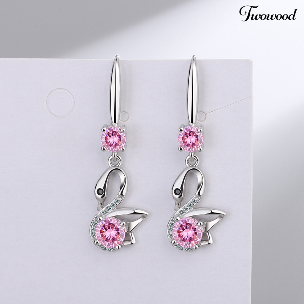 1 Pasang Anting Kait Desain Mata Hewan Bahan Cubic Zirconia Gaya Korea Untuk Pesta Pernikahan