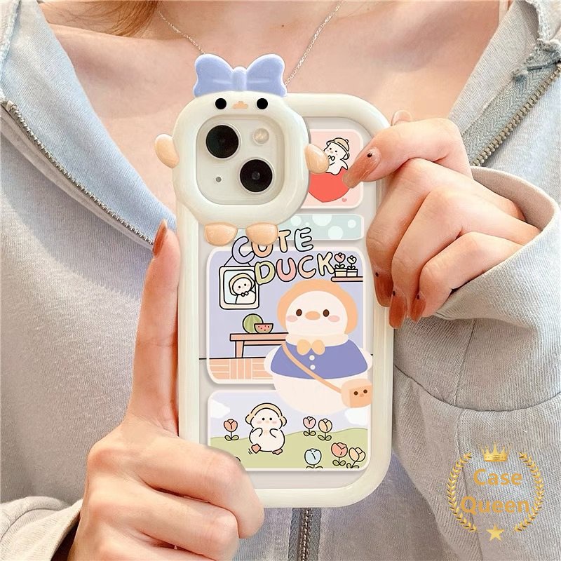 Soft Case Desain Kartun Bebek Monster 3D Untuk Oppo A17 A57 A96 A15 A12 A95 A54 A94 A77s A16K A76 A3s A17K A55 A5s A92 A36 A7 A74 A16E A53 A53 A52 A5Z 5F