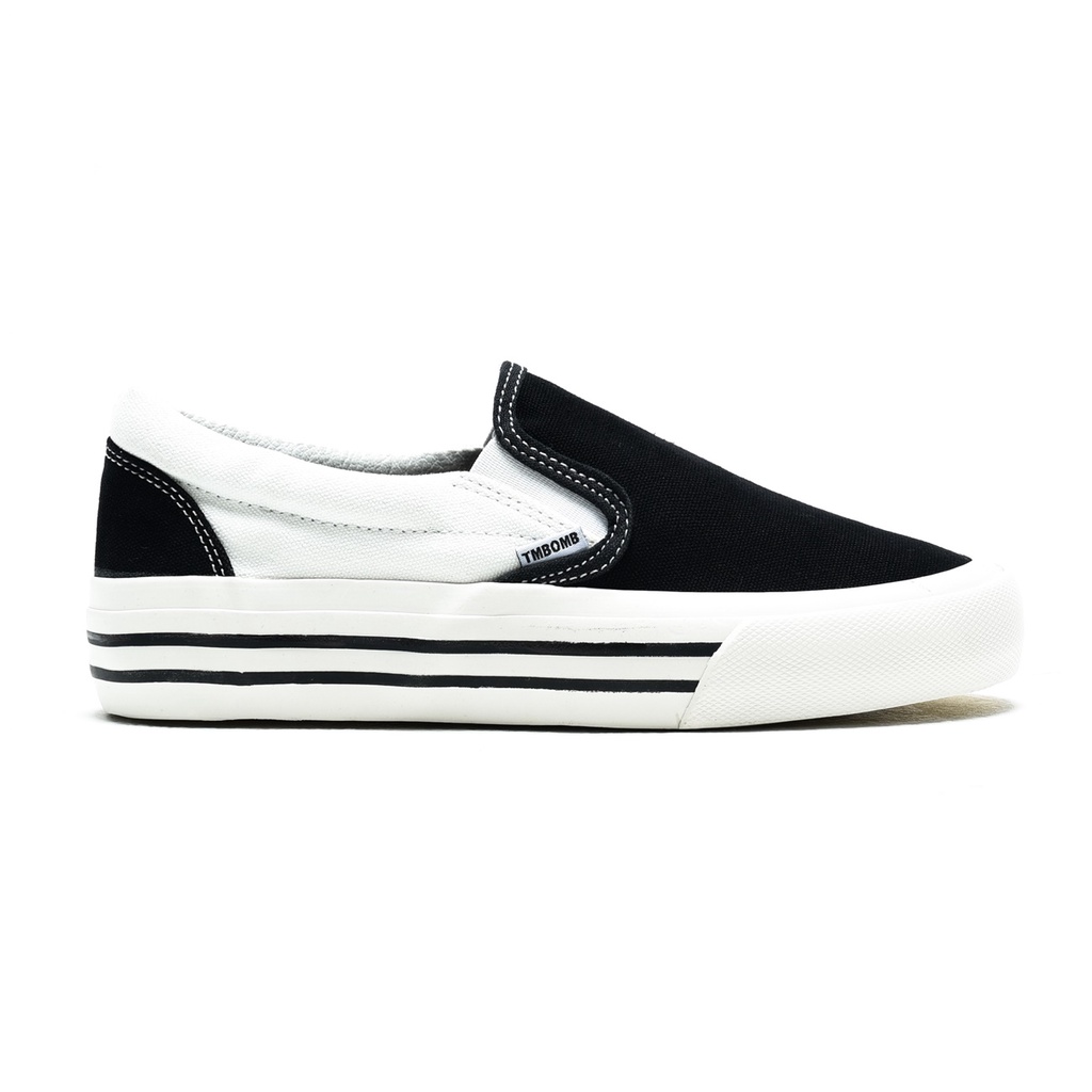 SEPATU TIMEBOMB VULCANIZED | SLIP ON CREAM - BLACK STRIPE