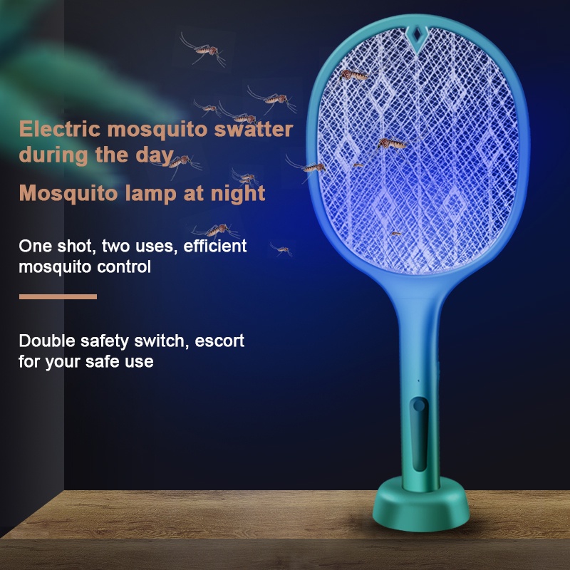 ES-23 Raket Nyamuk 2 in 1 Perangkap Nyamuk | Mosquito Swatter 2 in 1 Mosquito Killer Model Bulat Diamond | Raket Nyamuk Elektrik