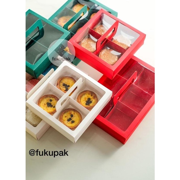 

Box Sekat Handle, Dus Pie Mooncake Muffin, Kotak Hamper Gift (10 pcs) - Putih, Sekat 4
