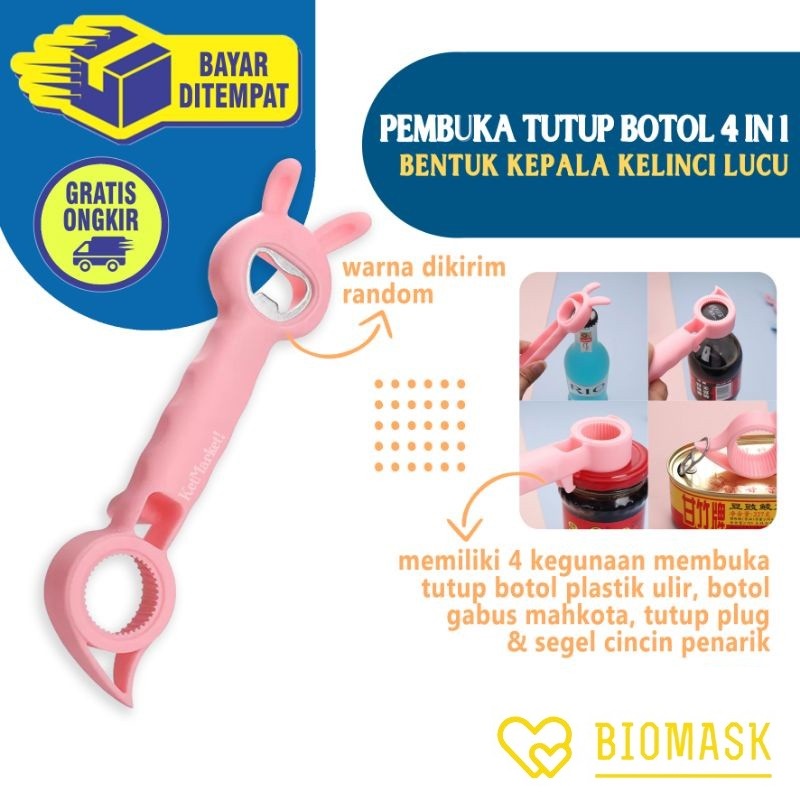 BIOMASK - Pembuka Tutup Botol dan Kaleng 4 in 1 Lucu / Bottle Opener 4 in 1