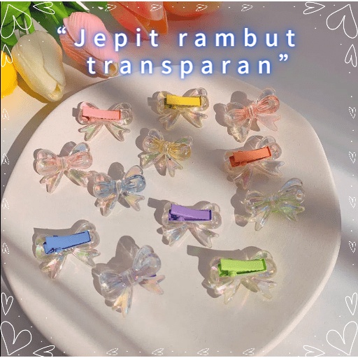 Jepit Rambut motif Kupu-Kupu kristal bening/Jepit Rambut anak butterfly/Mini Bentuk Dasi Kupu Transparan Untuk Wanita korea