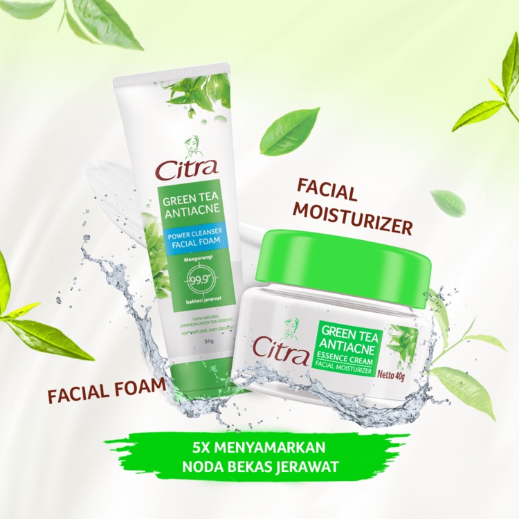 Citra Cream Wajah Green Tea 40 G - Moisturizer Kulit Berminyak, Anti Acne, Perawatan Jerawat