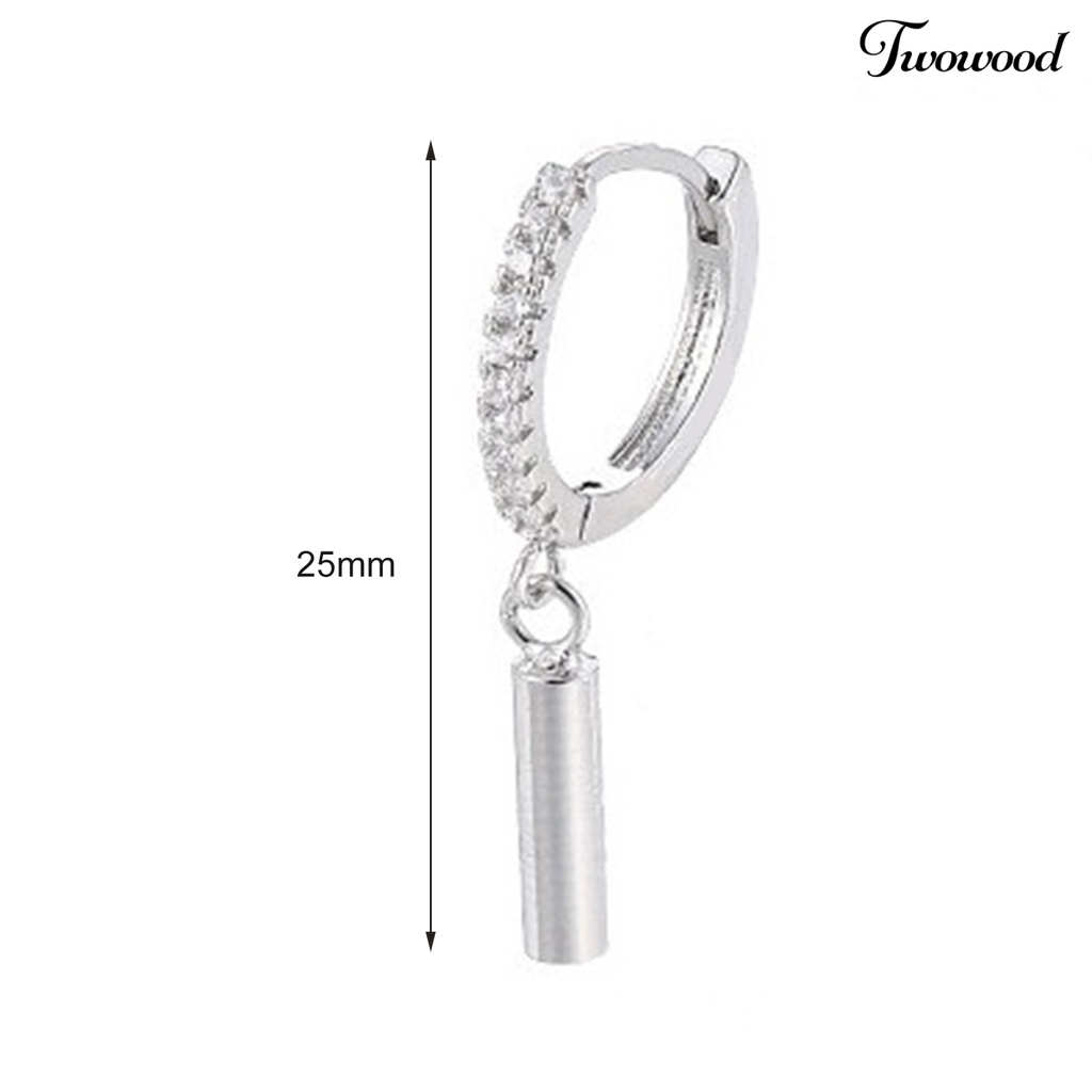 1 Pc Anting Menjuntai Bentuk Strip Bahan Cubic Zirconia Gaya Korea Untuk Pesta Pernikahan