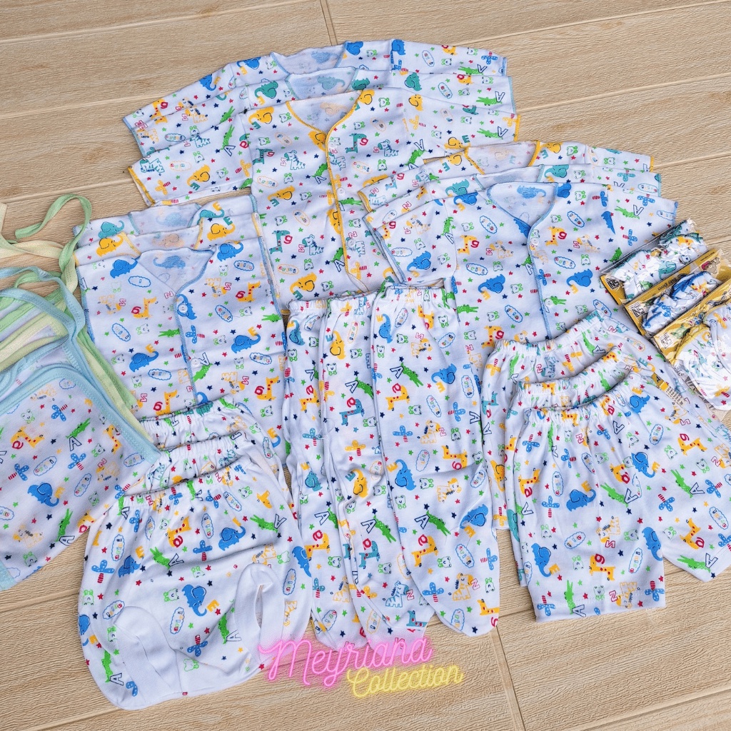 30 PCS Perlengkapan Bayi Baru Lahir Paket Newborn Laki Perempuan Celana Baju Bayi Popok Sarung tangan Kaki Seri Full Motif Meyriana Collection