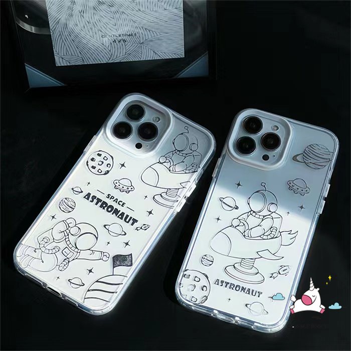 Casing Softcase IPhone 11 14 12 13 Pro Max XR 7Plus 8Plus 14 + 7 8 + X XS Max SE 2020 Shockproof Motif NASA