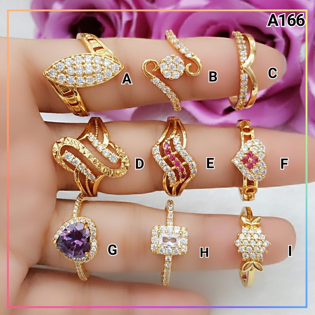 A166 - Cincin xuping cincin dewasa wanita love mata ungu terlaris perhiasan wanita lapis emas gold r