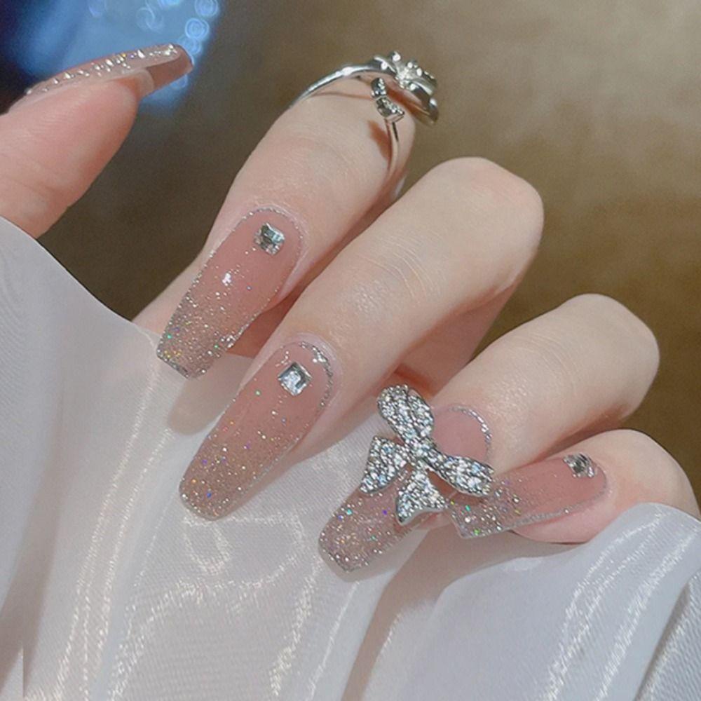 Agustina Kuku Berlian Imitasi Kualitas Tinggi DIY Temperamen 3D Batu Permata High-end Kuku Aksesoris Logam Mengkilap Kristal Nail Art Perhiasan