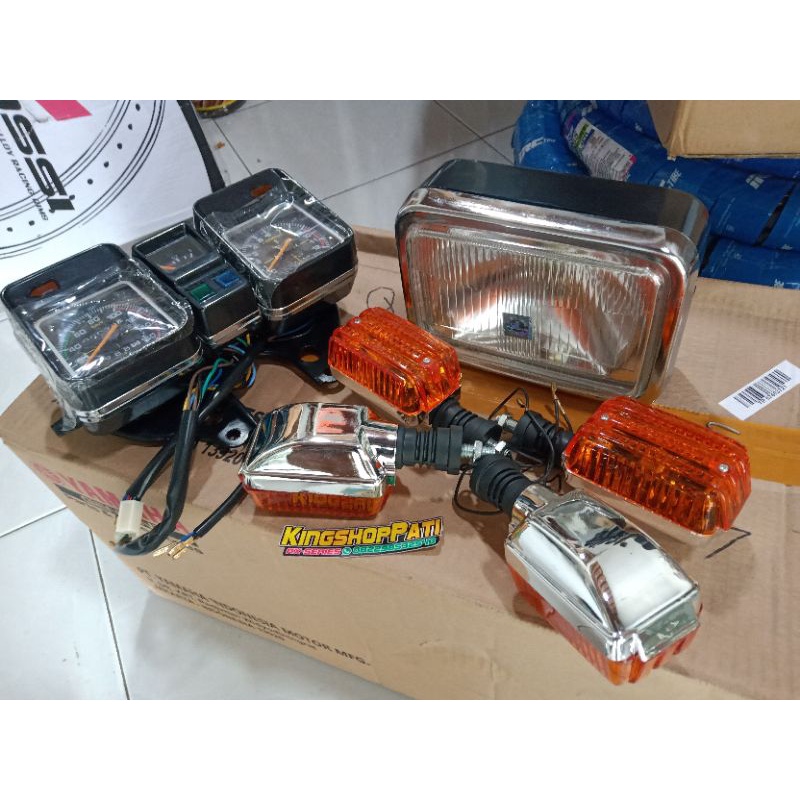 paket restorasi lampu 5t5 komplit spedo cobra dan lampu sen crom