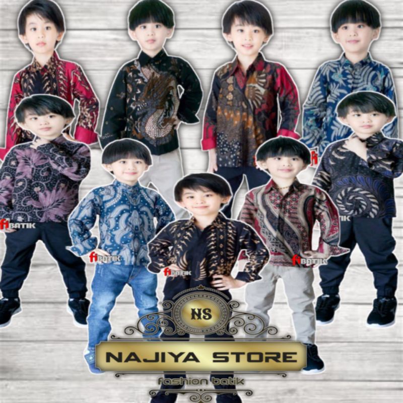 KEMEJA BATIK ANAK COWOK BAJU BATIK ANAK LENGAN PANJANG UMUR 2-13 TAHUN