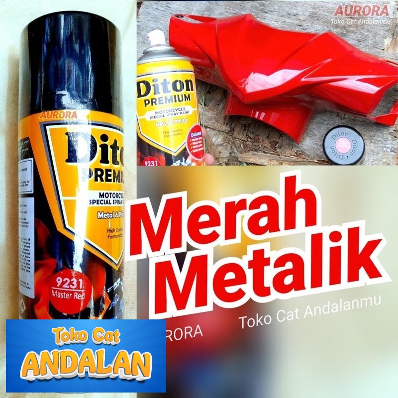 

Toko Cat Andalan - Pilox Diton Premium Master Red 9231 Merah Metallic Metalik Cat Pilok Pylox 400ml Tahan Bensin Toko Cat Andalan Motor dan Mobil