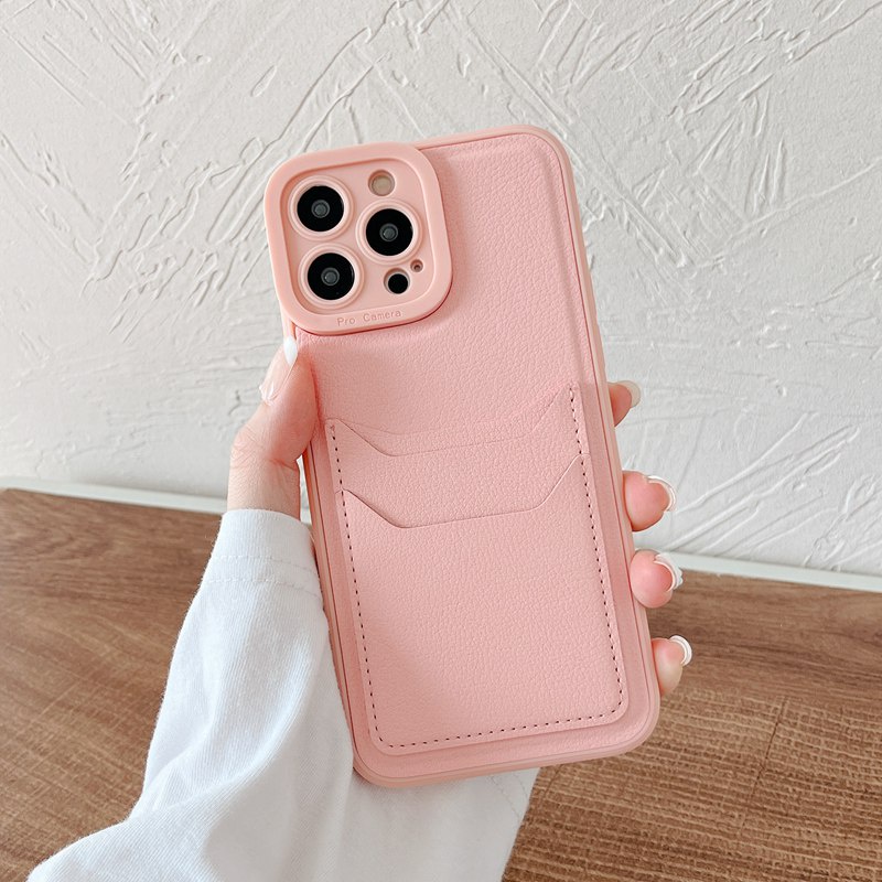 Card Bag Leather Soft Case iPhone 7 8 Plus 7 + 8 + XR XS Max 11 Pro Max 12 Pro Max 13 Pro Max Pink Kessing hp