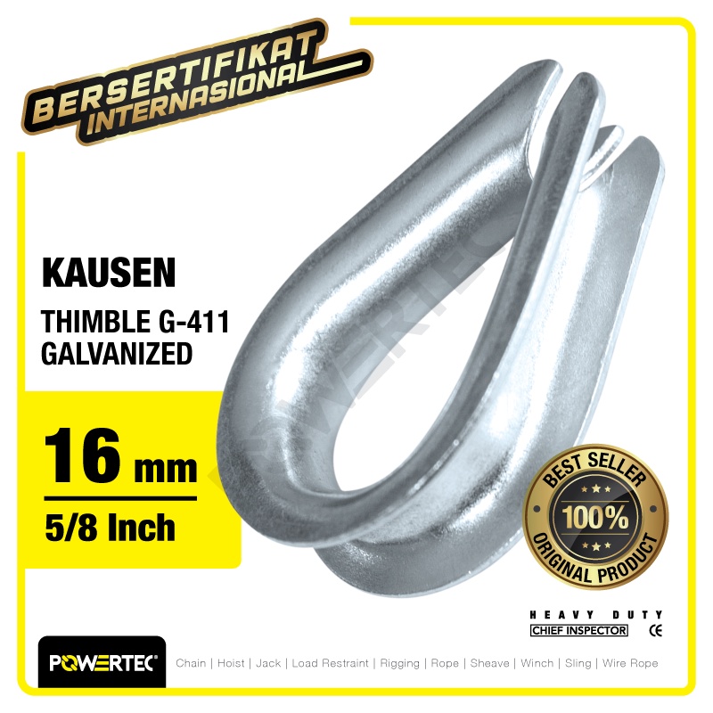 POWERTEC Thimble Wire Rope Kausen Sling G-411 16mm - 5/8" Galvanized