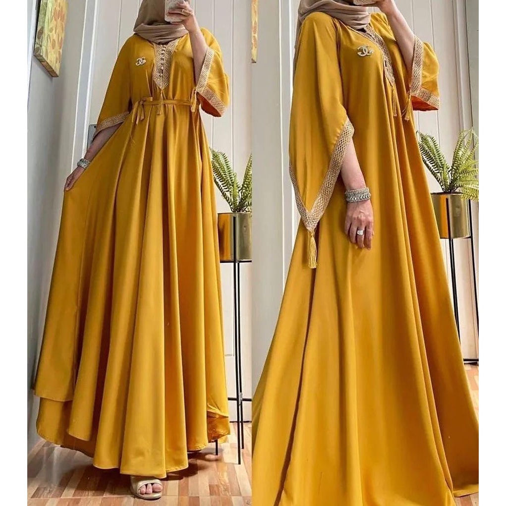 Dress Kondangan Modern Mix Renda Kekinian / Dres Abaya Panjang Fashion Wanita / Baju Abaya Dress Undangan Terbaru / Dress Korean Look Simple / daily dress muslimDress muslim korea / Dress muslim wanita / long dress muslim / drees muslim / zahira Dress