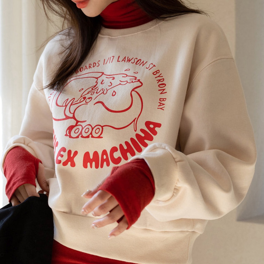 Sweater DSMachina Oversize Korean Sweet Style Sweatshirt Baju Wanita Lucu  Bahan Fleece