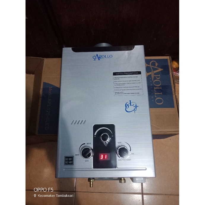 WATER HEATER GAS LPG APOLL APL 18-6L PEMANAS AIR KAMAR MANDI NEW!!