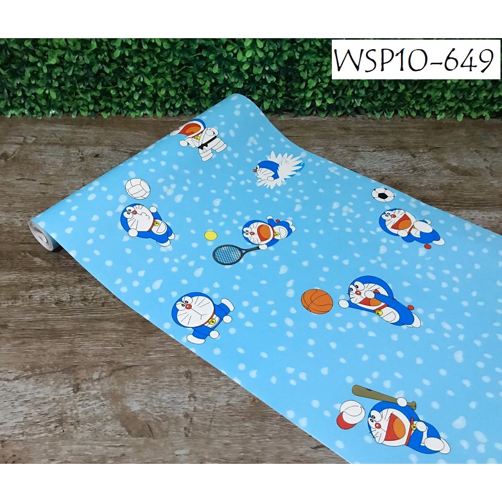 Wallpaper Sticker Wallsticker Hiasan Dinding 45cm x 10m Motif Kartun Doraemon Stitch Awan Outerspace