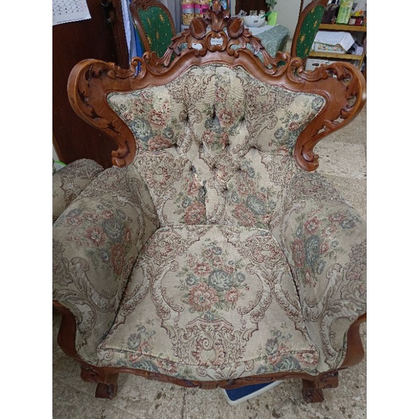 SOFA BEKAS SECOND KAYU JATI SET ISI 5 1 PANJANG 3 PENDEK 1 MEJA RUANG TAMU TV DUDUK SANTAI PRELOVED