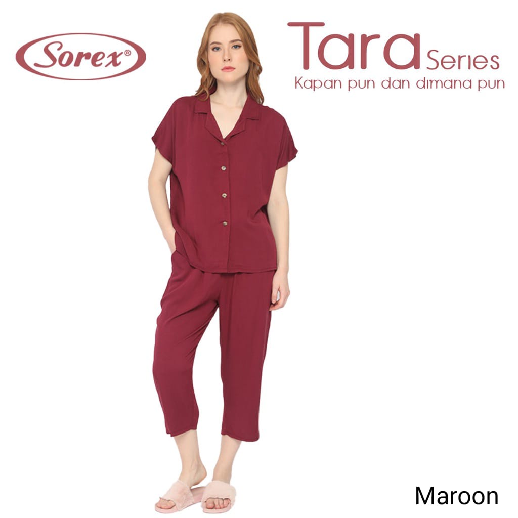 Baju Tidur Set Atasan + Celana / Tara Series Rayon Premium Piyama Freesize Sorex 801