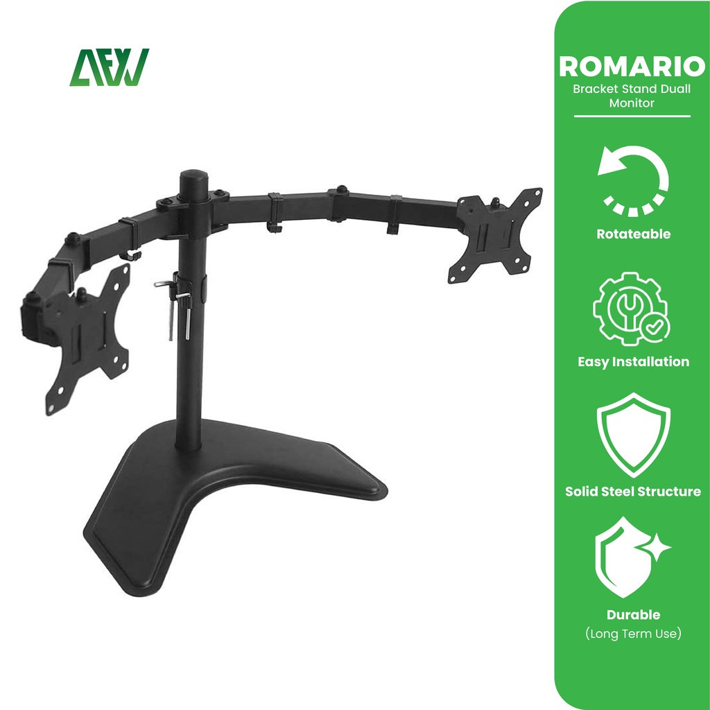 ROMARIO MS01N Bracket Monitor Meja Dual Monitor 10-30 Inch