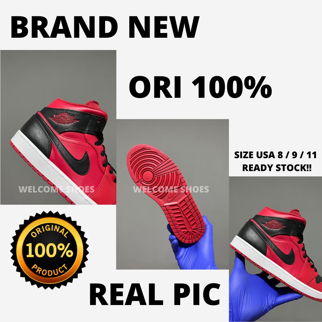 Air Jordan 1 Mid Reverse Bred Nike BRAND NEW IN BOX 100% REAL AUTHENTIC NO KW FOTO REAL PIC