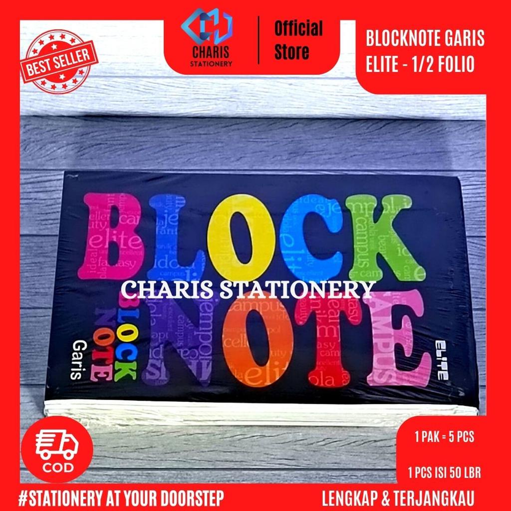 

CHARIS STATIONERY - Block Note Garis ELITE 1/2 Folio 50 Lembar (5 Buku/Pak)