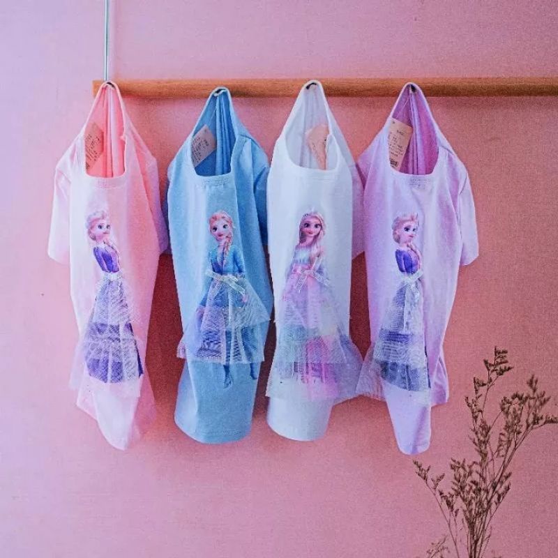 baju anak perempuan princess elsa/kaos anak perempuan 1-8tahun/kaos anak cewek elsa frozen