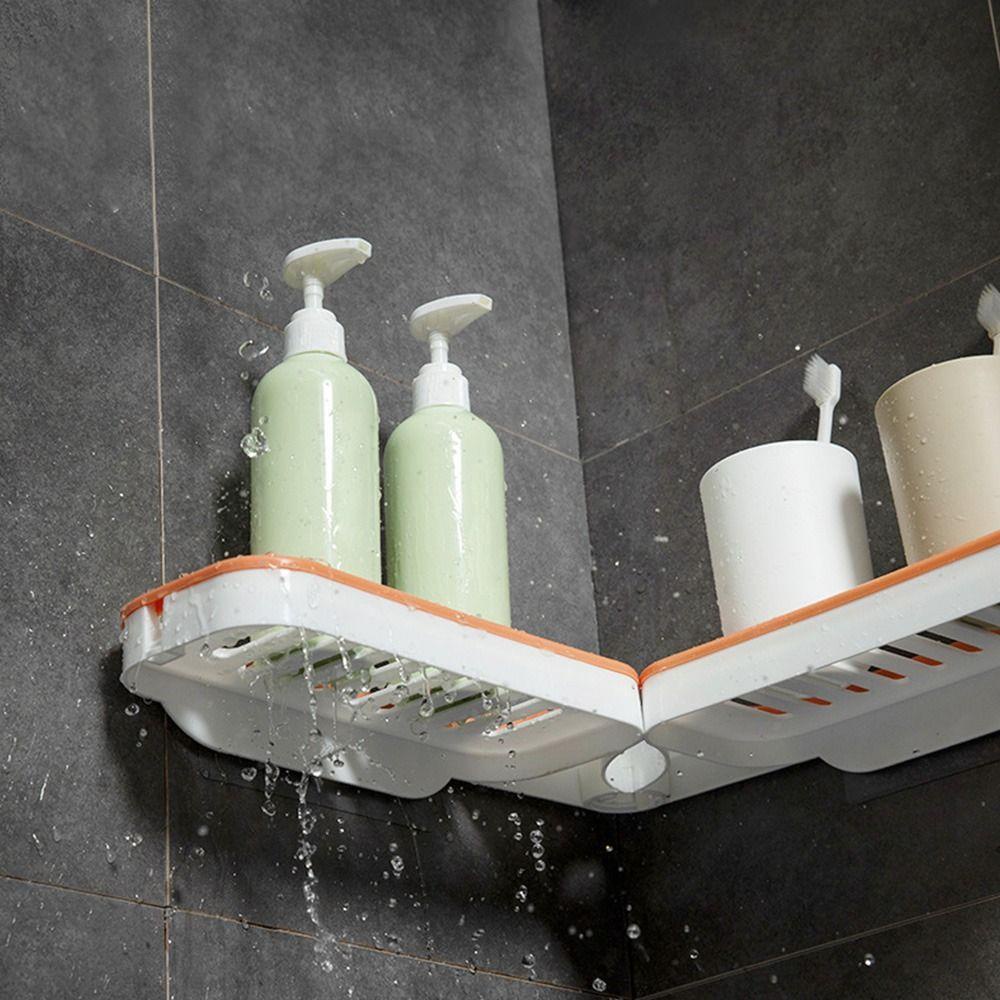 Solighter Bathroom Shower Holder Nyaman Punch Free Perekat Diri Rak Penyimpanan