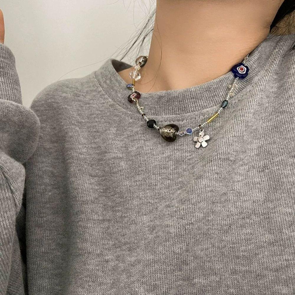 Kalung Bunga Nanas Keren Indah Hadiah Sederhana Cinta Hati Perempuan Manik Choker Wanita Rantai Klavikula